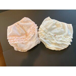 Vintage Toddler Girls Eyelet Lace Bloomers Pink Size 3 & White Size 4